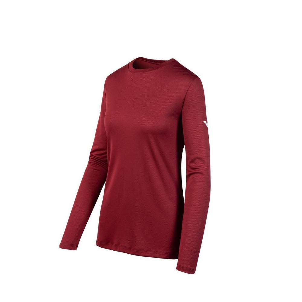 Mizuno Long Sleeve Női Futópóló Bordó NFM417936